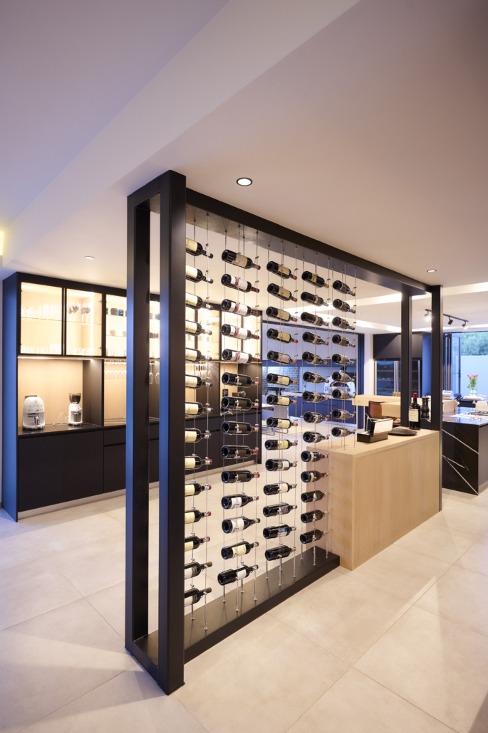 Cable Wine Rack - Sable Hills Waterfront Estate - Tensile Cables